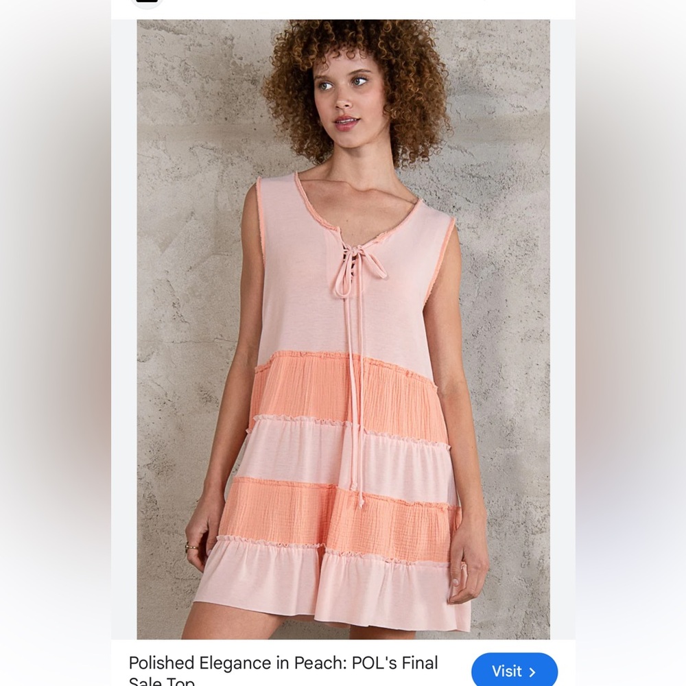 POL Peach and Coral Casual Sleeveless Dress
